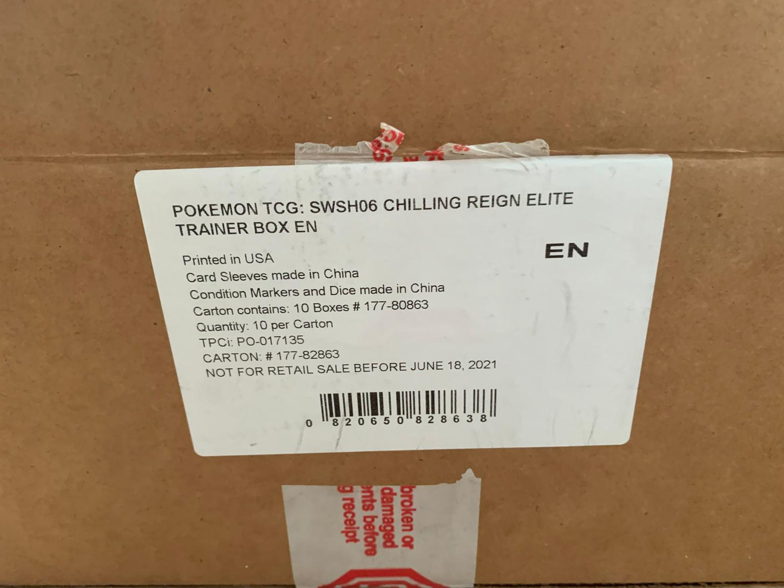 Pokémon Chilling Reign Booster Box Sealed English Sword & Shield
